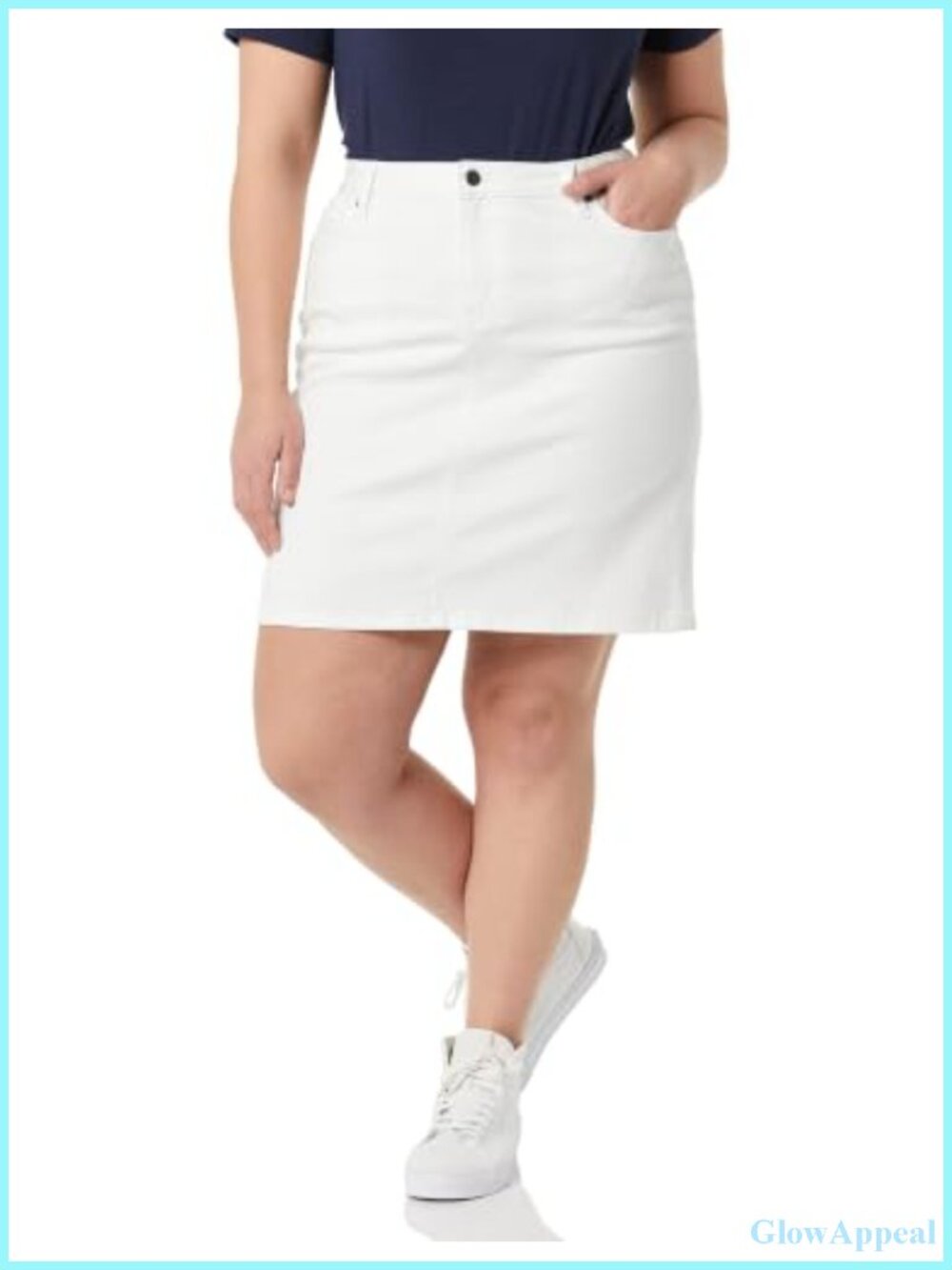 High Rise Denim Skirt Classic 5-Pocket Stretch Cotton Blend